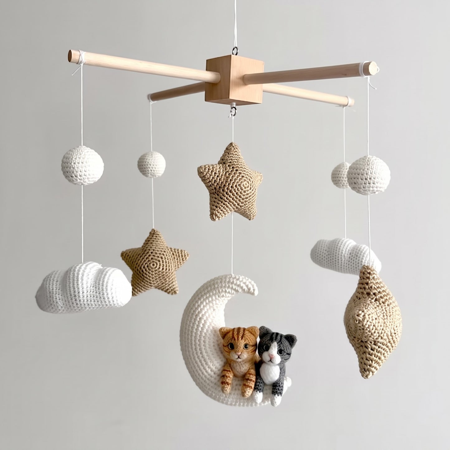 Pet Moon Brown | Custom Crochet Pet Nursery Baby Mobile