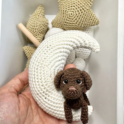 Pet Moon Brown | Custom Crochet Pet Nursery Baby Mobile