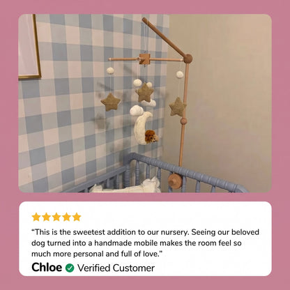 Pet Moon Brown | Custom Crochet Pet Nursery Baby Mobile