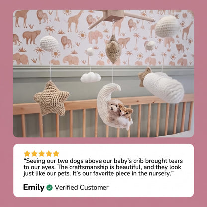 Pet Moon Brown | Custom Crochet Pet Nursery Baby Mobile