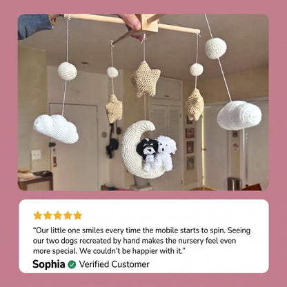 Pet Moon Brown | Custom Crochet Pet Nursery Baby Mobile